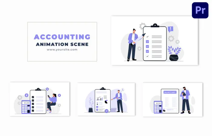 Vector Animated Scene of the Accounting Process